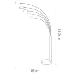 Lampadaire Arc OSLO Argenté En Métal Et Marbre -BRILLIANT Soldes Boutique lampadaire arc oslo argente en metal et marbre keria hk000684 2