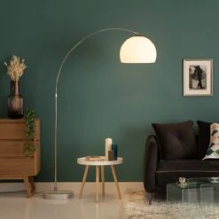 Lampadaire Arc SLOVAT Blanc Et Argenté En Métal Et Marbre