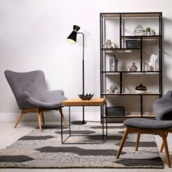 BRILLIANT Lampadaire Design Industriel GOLDY Noir En Métal