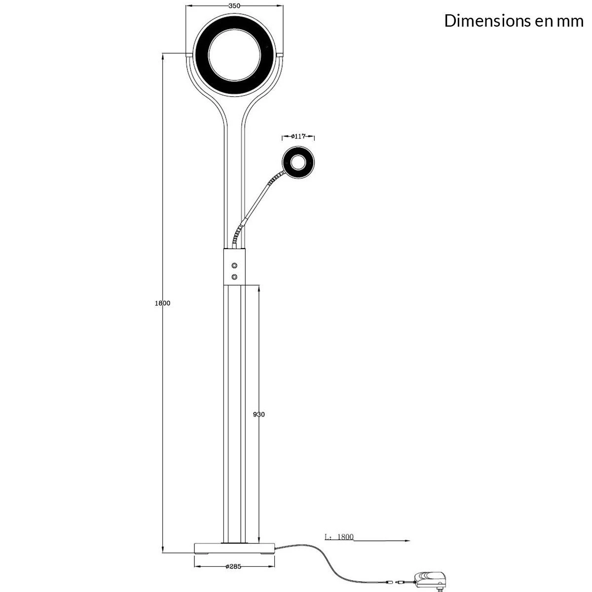 Lampadaire Liseuse OREO En Métal Chrome Et Verre 3 Lampadaire Liseuse OREO En Métal Chrome Et Verre – Image 3