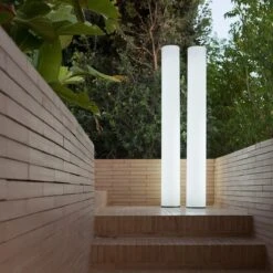 Lampadaire Moderne Extérieur LED FITY En PVC Blanc Translucide -BRILLIANT Soldes Boutique lampadaire moderne exterieur led fity en pvc blanc translucide new garden l190314 1
