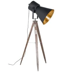 BRILLIANT Soldes Boutique -BRILLIANT Soldes Boutique lampadaire trepied gus en metal noir et interieur dore keria 2103722 1