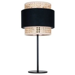 Lampe à Poser ART En Cannage Naturel Et Tissu Noir -BRILLIANT Soldes Boutique lampe a poser art en cannage naturel et tissu noir keria 1906994 3