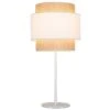 Lampe à Poser ART En Raphia Naturel Et Tissu Blanc