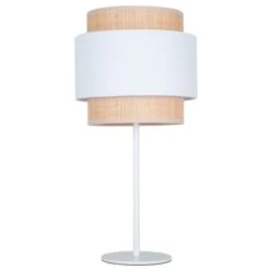 Lampe à Poser ART En Raphia Naturel Et Tissu Blanc -BRILLIANT Soldes Boutique lampe a poser art en raphia naturel et tissu blanc keria 1906995 3