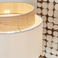 Lampe à Poser ART En Raphia Naturel Et Tissu Blanc -BRILLIANT Soldes Boutique lampe a poser art en raphia naturel et tissu blanc keria 1906995 4