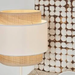 Lampe à Poser ART En Raphia Naturel Et Tissu Blanc -BRILLIANT Soldes Boutique lampe a poser art en raphia naturel et tissu blanc keria 1906995 5