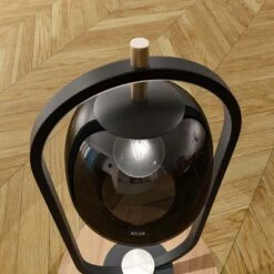 Lampe à Poser BOWY En Métal Noir Mat Et Verre Fumé -BRILLIANT Soldes Boutique lampe a poser bowy en metal noir mat et verre fume keria 2101710 5