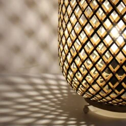 Lampe à Poser CAGE En Métal Noir Et Bambou Tressé Naturel -BRILLIANT Soldes Boutique lampe a poser cage en metal noir et bambou tresse naturel keria 1903370 5