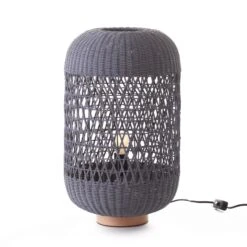 Lampe à Poser CHARM En Rotin Naturel Gris -BRILLIANT Soldes Boutique lampe a poser charm en rotin naturel gris keria 1902934 2
