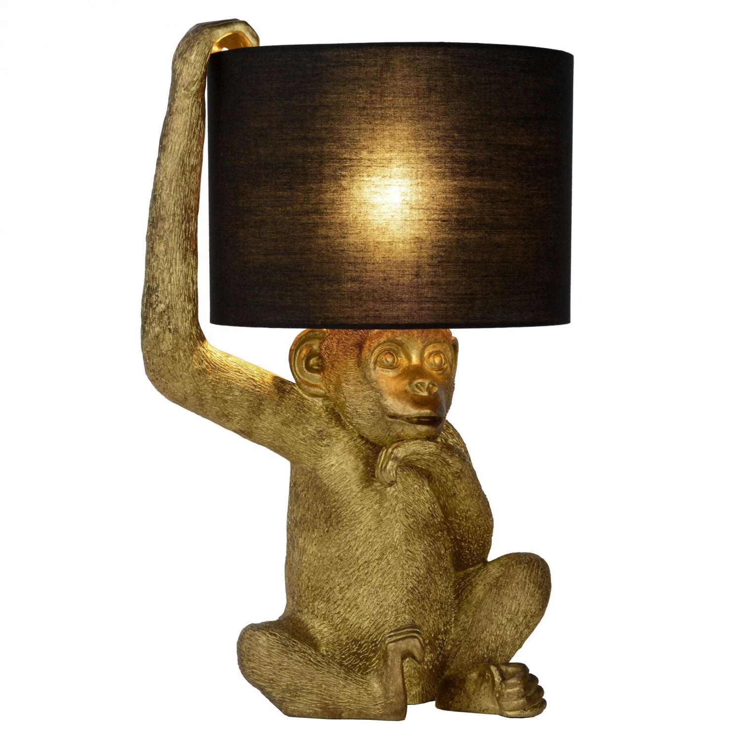 Lampe à Poser CHIMP En PVC Doré Avec Abat-jour En Tissu Noir 1 Lampe à Poser CHIMP En PVC Doré Avec Abat-jour En Tissu Noir