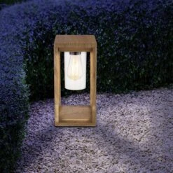 Globo Lampe à Poser Extérieur CANDELA En Fonte D'aluminium Couleur Bois -BRILLIANT Soldes Boutique lampe a poser exterieur candela en fonte d aluminium couleur bois globo 2108409 1