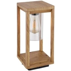 Globo Lampe à Poser Extérieur CANDELA En Fonte D'aluminium Couleur Bois -BRILLIANT Soldes Boutique lampe a poser exterieur candela en fonte d aluminium couleur bois globo 2108409 4