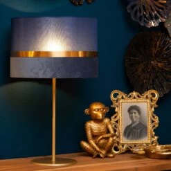 Lampe à Poser EXTRAVAGANZA TUSSE En Lin Bleu -BRILLIANT Soldes Boutique lampe a poser extravaganza tusse en lin bleu lucide 2203585 4