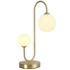 Lampe à Poser FLOW En Métal Couleur Laiton Et Verre Opale Blanc
