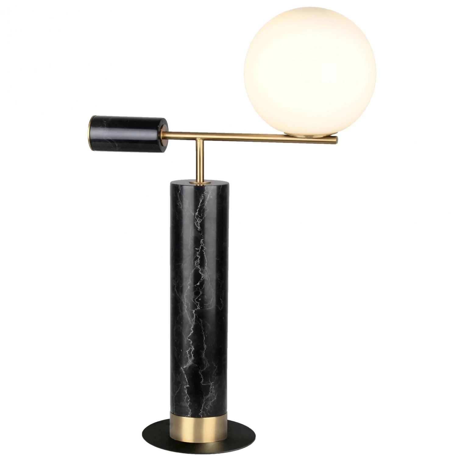 Lampe à Poser LEXY (H60cm) En Marbre Noir, Métal Laiton Et Verre Opale Blanc 1 Lampe à Poser LEXY (H60cm) En Marbre Noir, Métal Laiton Et Verre Opale Blanc