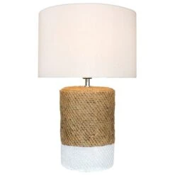 Lampe à Poser MANAO En Béton Blanc/marron Abat-jour Lin