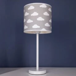 Lampe à Poser NUBO En Métal Blanc Avec Abat-jour En Tissu Gris-blanc -BRILLIANT Soldes Boutique lampe a poser nubo en metal blanc avec abat jour en tissu gris blanc britop lighting 2106295 3