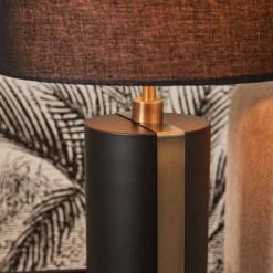 Lampe à Poser OLINO En Métal Noir Avec Abat-jour En Lin Noir -BRILLIANT Soldes Boutique lampe a poser olino en metal noir avec abat jour en lin noir keria 2201561 5