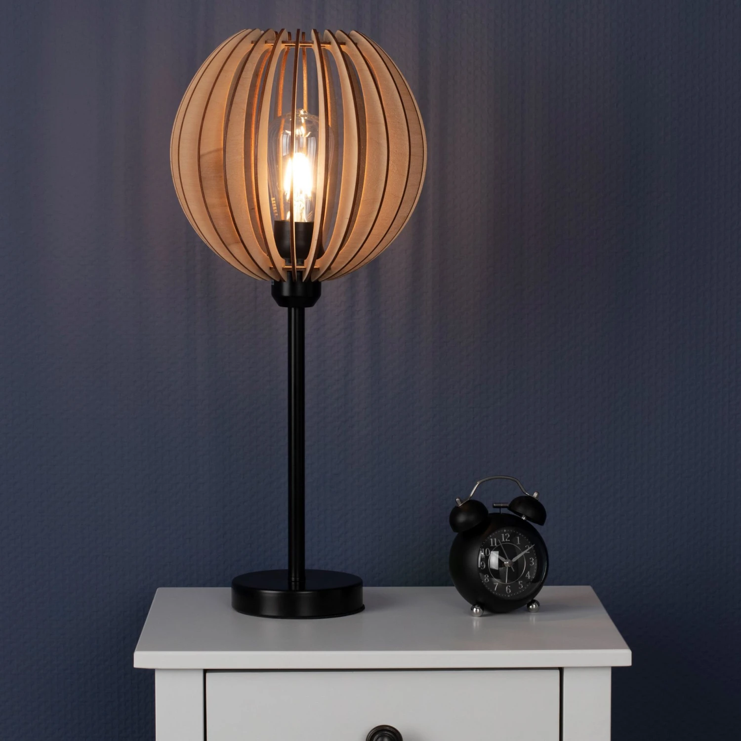 Lampe à Poser OTELLO (H47cm) En Bois MDF Et Métal Noir 2 Lampe à Poser OTELLO (H47cm) En Bois MDF Et Métal Noir – Image 2