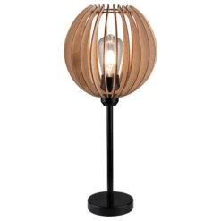 Lampe à Poser OTELLO (H47cm) En Bois MDF Et Métal Noir