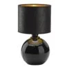 Lampe à Poser PALLA (D20cm) En Verre Et Tissu Noir