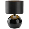 Lampe à Poser PALLA (D35cm) En Verre Et Tissu Noir