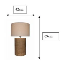 Lampe à Poser STOOD (H71cm) En Béton Marron Abat-jour Lin -BRILLIANT Soldes Boutique lampe a poser stood h71cm en beton marron abat jour lin keria 2003162 2
