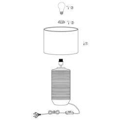 Lampe à Poser STRAYE (H80cm) En Céramique Blanc/argenté Avec Abat-jour En Tissu Blanc -BRILLIANT Soldes Boutique lampe a poser straye h80cm en ceramique blanc argente avec abat jour en tissu blanc keria 2106353 4