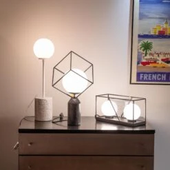 Lampe à Poser TERRAZZO En Terrazzo Blanc Et Verre -BRILLIANT Soldes Boutique lampe a poser terrazzo en terrazzo blanc et verre keria 1903418 5