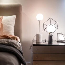 Lampe à Poser TERRAZZO En Terrazzo Blanc Et Verre -BRILLIANT Soldes Boutique lampe a poser terrazzo en terrazzo blanc et verre keria 1903418 6