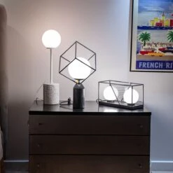 Lampe à Poser TERRAZZO En Terrazzo Blanc Et Verre -BRILLIANT Soldes Boutique lampe a poser terrazzo en terrazzo blanc et verre keria 1903418 7