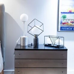 Lampe à Poser TERRAZZO En Terrazzo Blanc Et Verre -BRILLIANT Soldes Boutique lampe a poser terrazzo en terrazzo blanc et verre keria 1903418 8