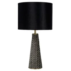 Lampe à Poser VELVET En Velours Gris Avec Abat-jour En Velours Noir 7 Lampe à Poser VELVET En Velours Gris Avec Abat-jour En Velours Noir -BRILLIANT Soldes Boutique lampe a poser velvet en velours gris avec abat jour en velours noir lucide 2104216 3