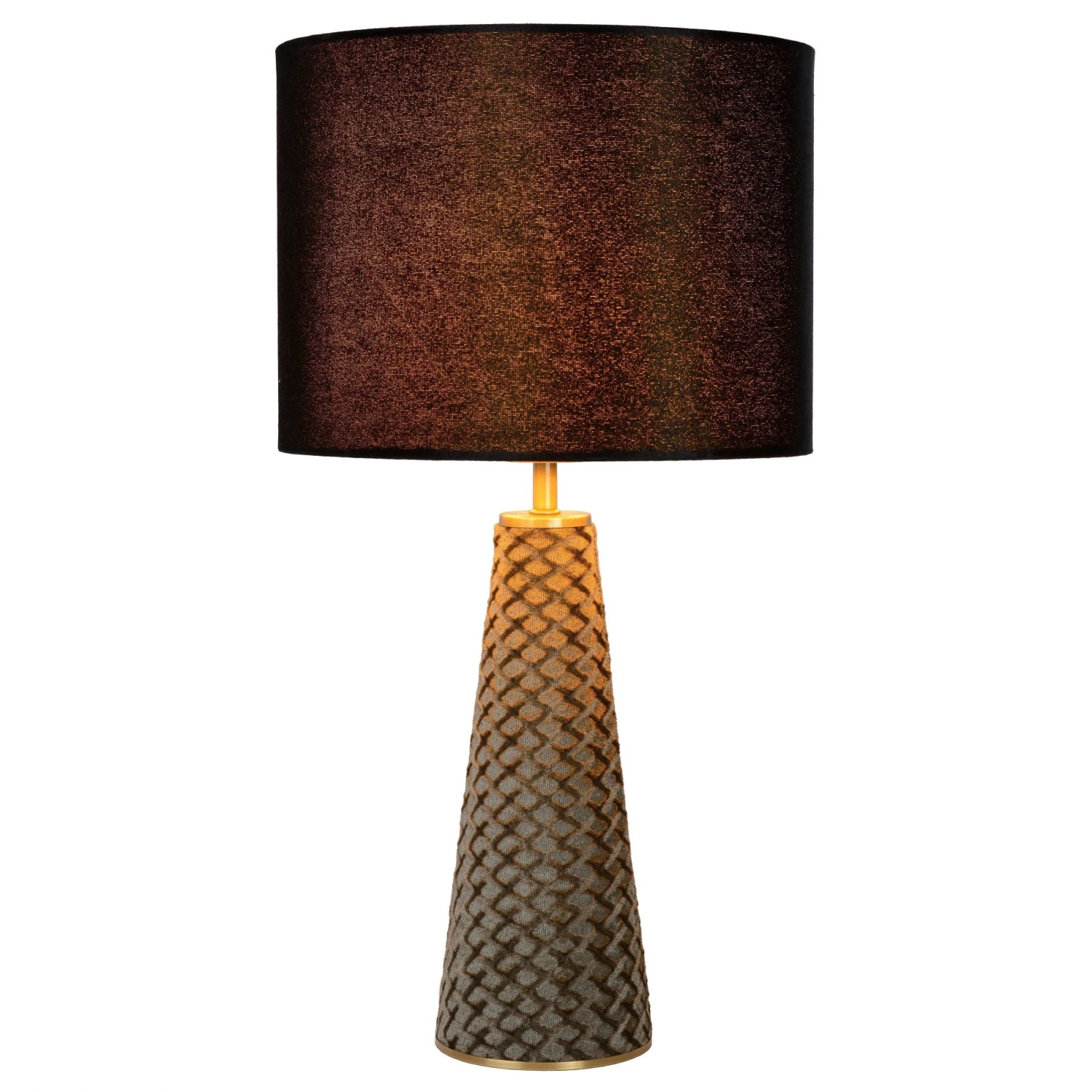 Lampe à Poser VELVET En Velours Gris Avec Abat-jour En Velours Noir 1 Lampe à Poser VELVET En Velours Gris Avec Abat-jour En Velours Noir