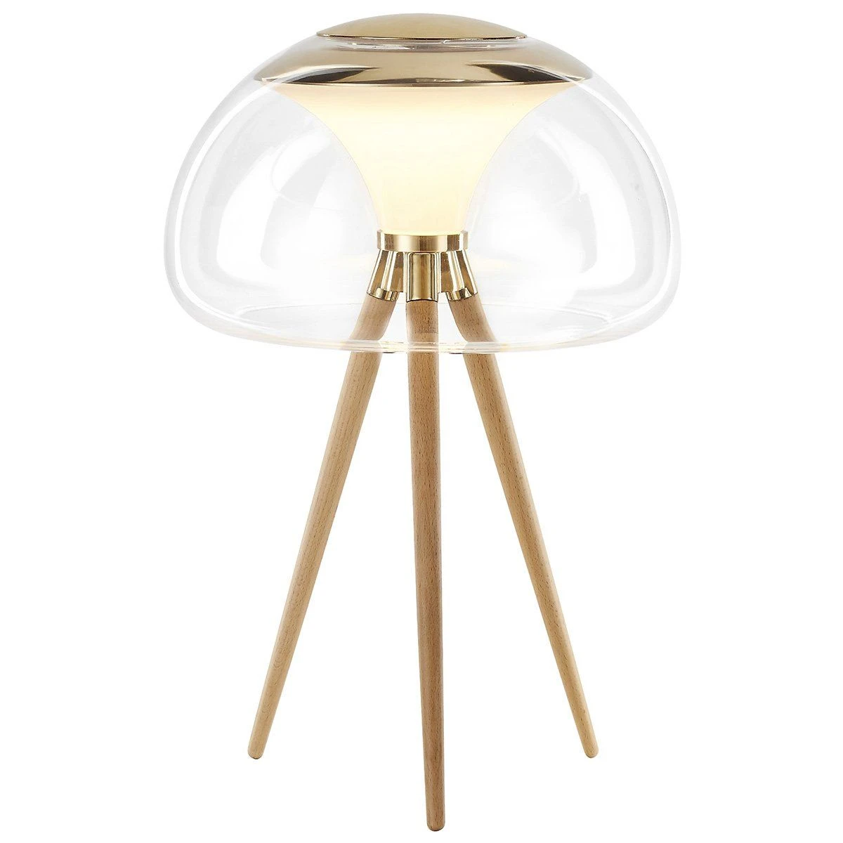 Lampe à Poser WALLY En Bois Naturel Et Verre Transparent 1 Lampe à Poser WALLY En Bois Naturel Et Verre Transparent