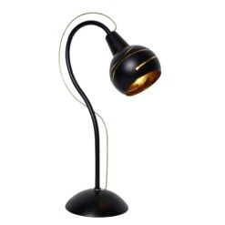 Lampe à Poser WARM En Métal Noir Et Verre Intérieur Doré -BRILLIANT Soldes Boutique lampe a poser warm en metal noir et verre interieur dore keria 1903332 2