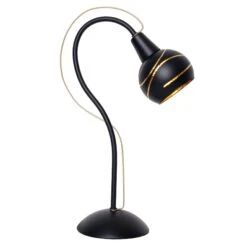 Lampe à Poser WARM En Métal Noir Et Verre Intérieur Doré