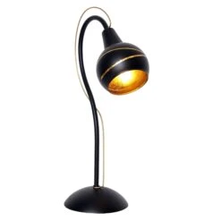 Lampe à Poser WARM En Métal Noir Et Verre Intérieur Doré -BRILLIANT Soldes Boutique lampe a poser warm en metal noir et verre interieur dore keria 1903332 3