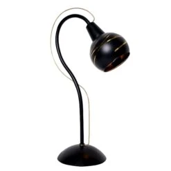 Lampe à Poser WARM En Métal Noir Et Verre Intérieur Doré -BRILLIANT Soldes Boutique lampe a poser warm en metal noir et verre interieur dore keria 1903332 4
