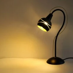 Lampe à Poser WARM En Métal Noir Et Verre Intérieur Doré -BRILLIANT Soldes Boutique lampe a poser warm en metal noir et verre interieur dore keria 1903332 5