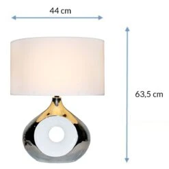 Lampe De Salon HOLLY Argentée En Céramique Et Abat-jour Blanc -BRILLIANT Soldes Boutique lampe de salon holly argentee en ceramique et abat jour blanc keria hk180149 2