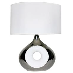 Lampe De Salon HOLLY Argentée En Céramique Et Abat-jour Blanc -BRILLIANT Soldes Boutique lampe de salon holly argentee en ceramique et abat jour blanc keria hk180149 3