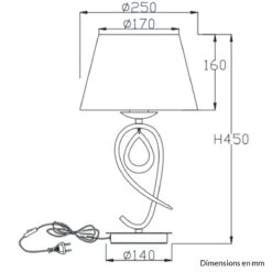 Lampe De Table ELISABETH Argentée En Métal -BRILLIANT Soldes Boutique lampe de table elisabeth argentee en metal keria hk150027 2