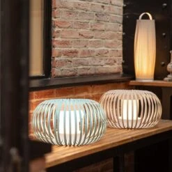 Lampe Extérieur LED ESTENO (D38cm) En Polyester Beige Naturel -BRILLIANT Soldes Boutique lampe exterieur led esteno d38cm en polyester beige naturel idp 1902907 4