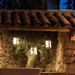 Lanterne Solaire Extérieur LED TINK En Teck Couleur Bois -BRILLIANT Soldes Boutique lanterne solaire exterieur led tink en teck couleur bois les jardins l190176 3