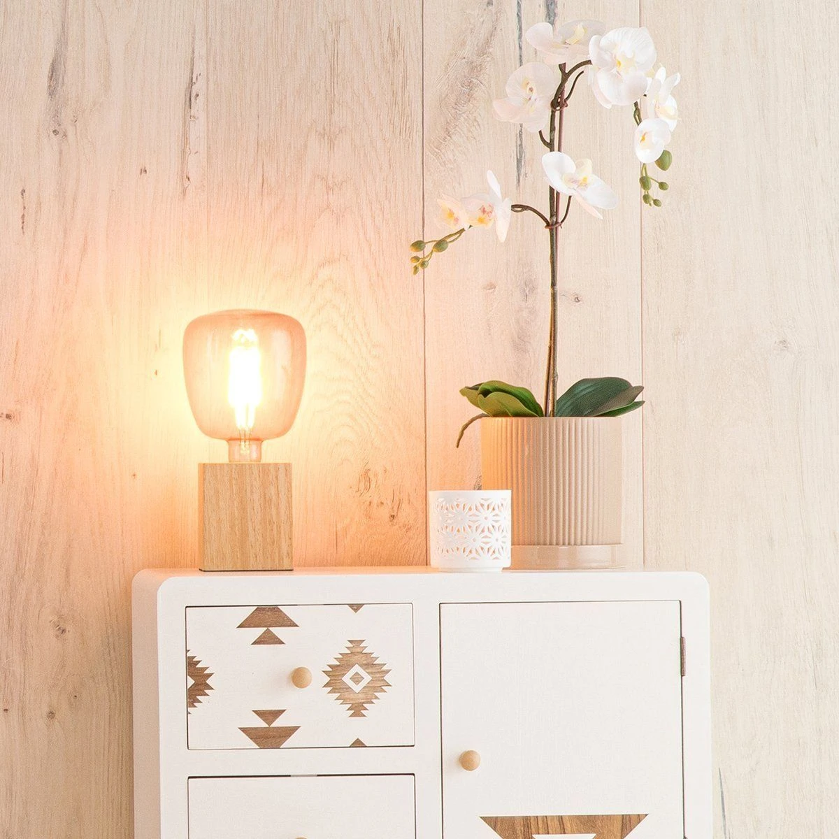 Pied De Lampe Forme Cube VIOLA En Bois Naturel 1 Pied De Lampe Forme Cube VIOLA En Bois Naturel