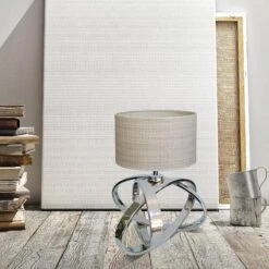 Pied De Lampe FRIVOLE Argenté En Métal