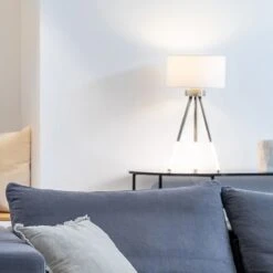 Pied De Lampe LED BASCO En Métal Argent Nickel