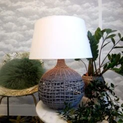 Pied De Lampe MAUI (H36cm) En Rotin Gris